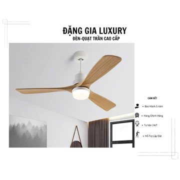 Quạt trần đèn 3 cánh gỗ tự nhiên phong cách Wabisabi | Quạt trần 3 cánh chung cư - phòng khách - khách sạn hiện đại