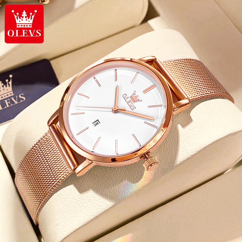 OLEVS Đồng Hồ nữ Chính hãng dây đeo bằng thép không có chống thấm chức năng phát sáng lịch 5869