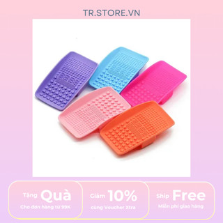 Vỉ vệ sinh dụng cụ làm sạch cọ trang điểm chữ nhật cầm tay tiện dụng