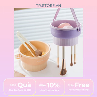 Dụng Cụ Vệ Sinh Cọ Trang Điểm 3in1 Đa Năng - Có Quai Xách Tiện Lợi
