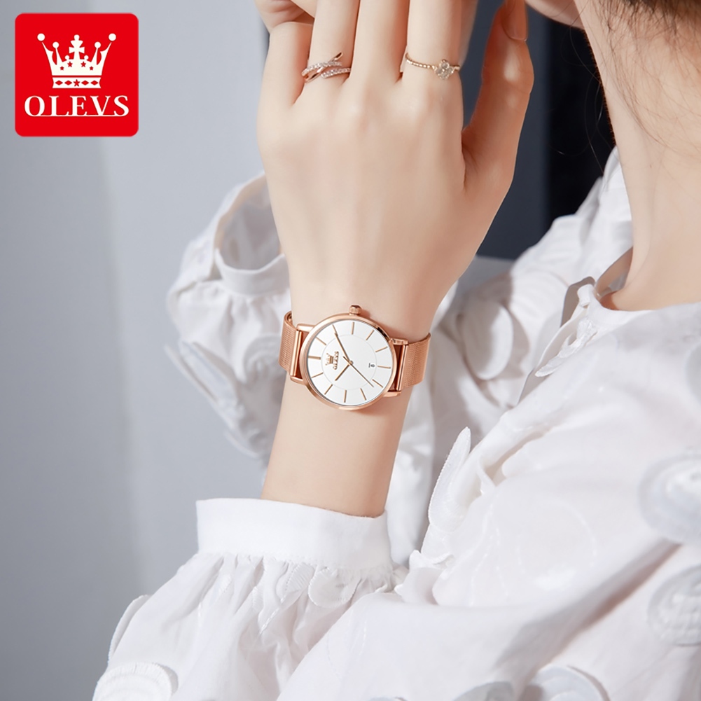 OLEVS Đồng Hồ nữ Chính hãng dây đeo bằng thép không có chống thấm chức năng phát sáng lịch 5869