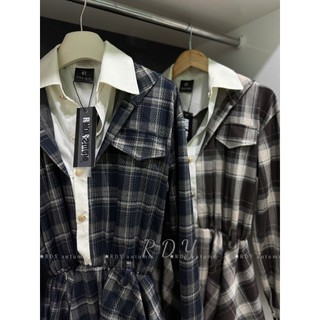 Jum dạ chất siêu dày dặn đầm tay 2 màu xanh nâu tôn dáng tặng kèm đai cho chị em mặc xinh xuống phố - Baotrang.clothes