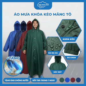Áo Mưa Khóa Kéo Măng Tô Một Ngày Mưa (Vải Tổ Ong Loại Cao cấp) Cỡ Đại - Chắn Gió Toàn Thân, Siêu Nhẹ
