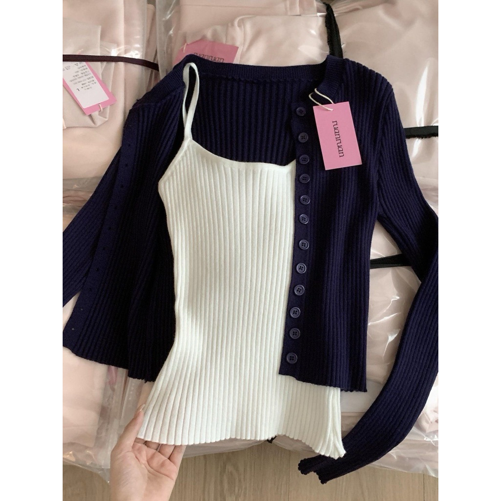 【Sẵn Loại 1  -Ảnh Thật Shop】Set Áo Len Hai Chi Tiết ,Set Áo len Cadigan Nữ From Ôm | BigBuy360 - bigbuy360.vn