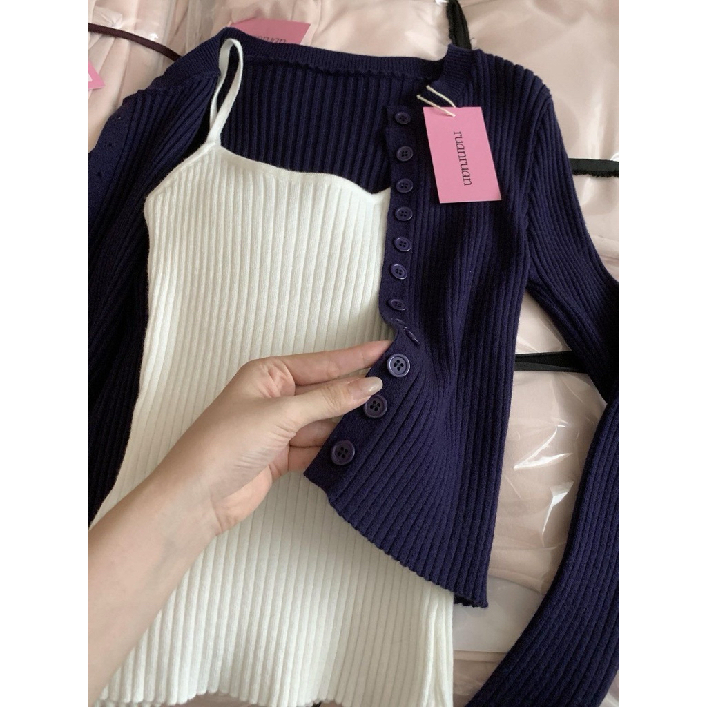 【Sẵn Loại 1  -Ảnh Thật Shop】Set Áo Len Hai Chi Tiết ,Set Áo len Cadigan Nữ From Ôm | BigBuy360 - bigbuy360.vn
