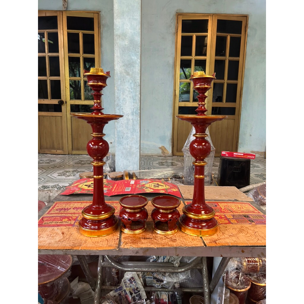 Đôi chân nến gỗ mít hàng cao cấp