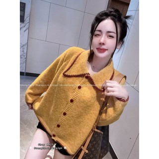 Áo Len Cardigan Dài Tay Cổ Bẻ Cài Cúc Trơn Basic QCCC Cao Cấp