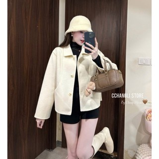 Áo Khoác Dạ Ép Cài Cúc Cổ Bẻ Basic Xinh Xắn QCCC Cao Cấp