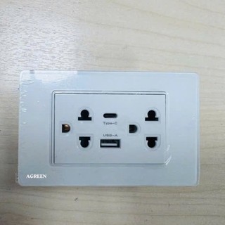 Ổ cắm âm tường đa năng tích hợp sạc nhanh Type-C & USB-A | Sạc nhanh QC3.0, chống cháy nổ