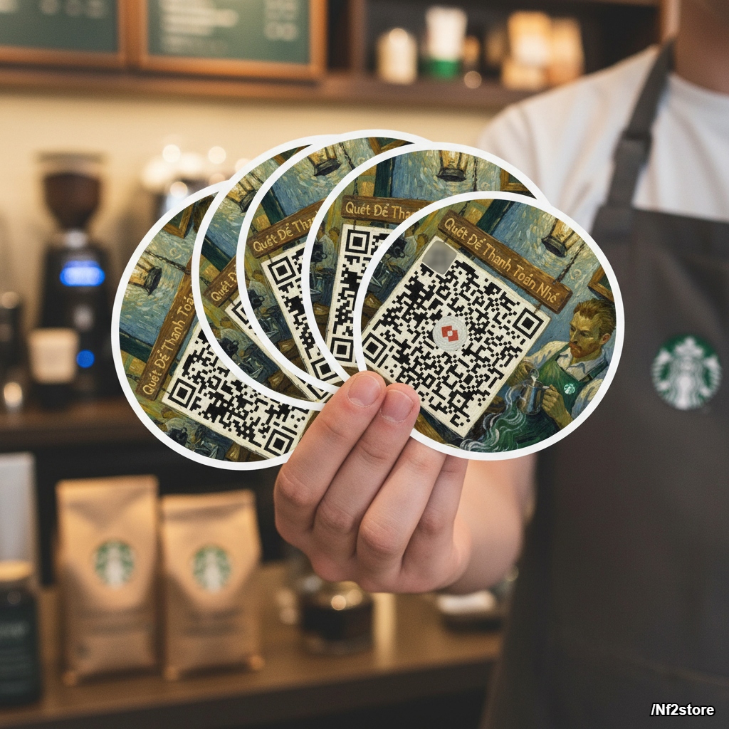 Combo 5 Mẫu Cực Đẹp | Sticker QR Code Van Gogh 🌻 – Cá Nhân Hóa Mã Thanh Toán Của | Bạn Bền Màu 1 Năm
