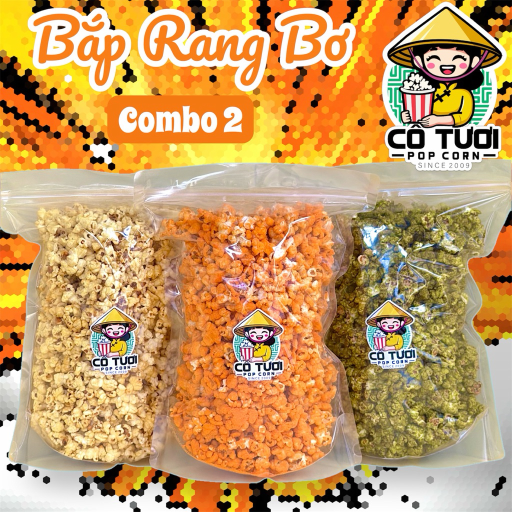 Bắp rang bơ, bỏng ngô [COMBO 2 KHỔNG LỒ 600G] siêu đậm vị gồm có 4 vị ...