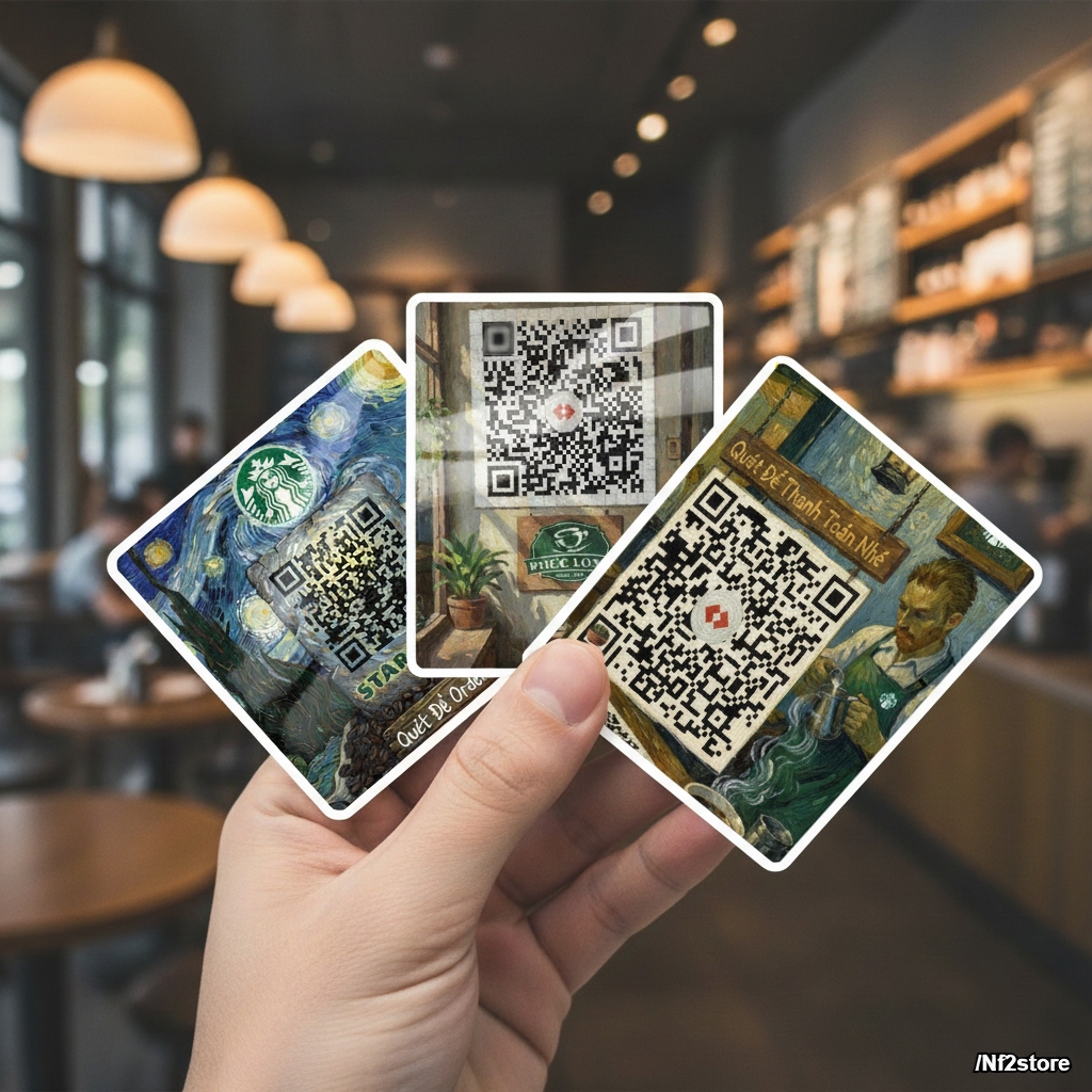 Combo 5 Mẫu Cực Đẹp | Sticker QR Code Van Gogh 🌻 – Cá Nhân Hóa Mã Thanh Toán Của | Bạn Bền Màu 1 Năm