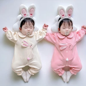 Quần Áo Trẻ Em Sơ Sinh Bộ Đồ Liền Thân Dài Tay Chất Cotton Bodysuit Hình Thỏ Cho Bé SLT116