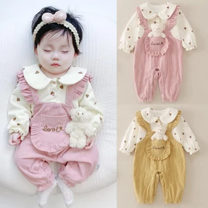 Bodysuit Cho Bé Gái Yếm Tiểu Thư Đầy Tháng Thôi Nôi Thun Gân Dễ Thương SLT134