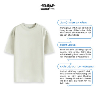 Áo Thun Tay Ngắn Vải Cotton Trơn Phối Tape Form Loose - Routine 10S25TSS052