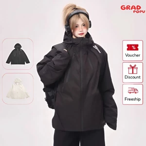 Áo khoác nữ GRADPOPU 3 trong 1 – áo gió cotton lót lông cừu dáng rộng thoải mái thu đông PAP28