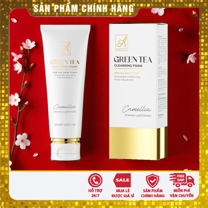 sữa rửa mặt trà xanh A cosmetic, sữa rửa mặt trà xanh phương anh 2025, sữa rửa mặt trà xanh mẫu mới