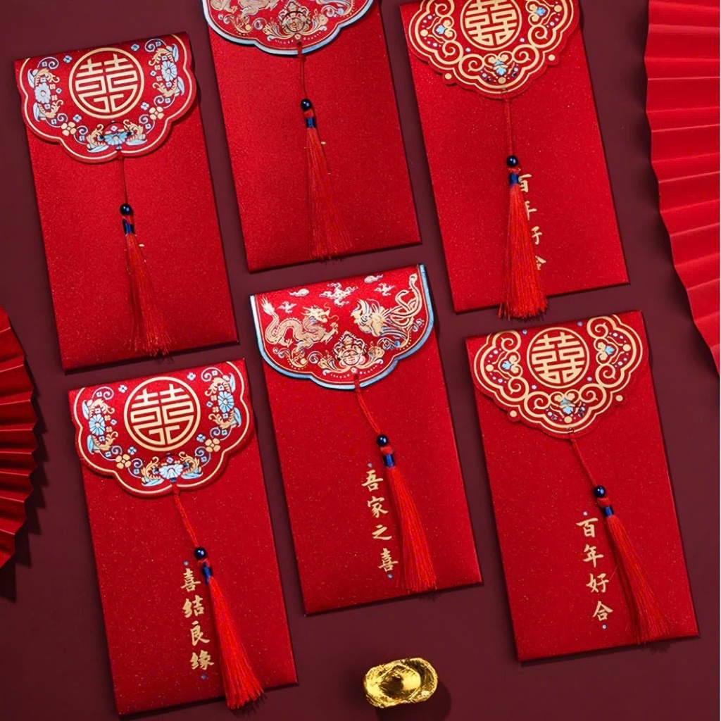 Bao lì xì đỏ trao duyên, lì xì đám cưới, ăn hỏi cao cấp- màu đỏ phong cách trung hoa