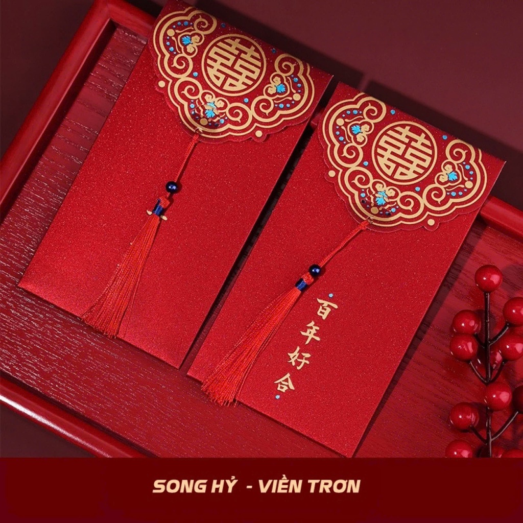 Bao lì xì đỏ trao duyên, lì xì đám cưới, ăn hỏi cao cấp- màu đỏ phong cách trung hoa