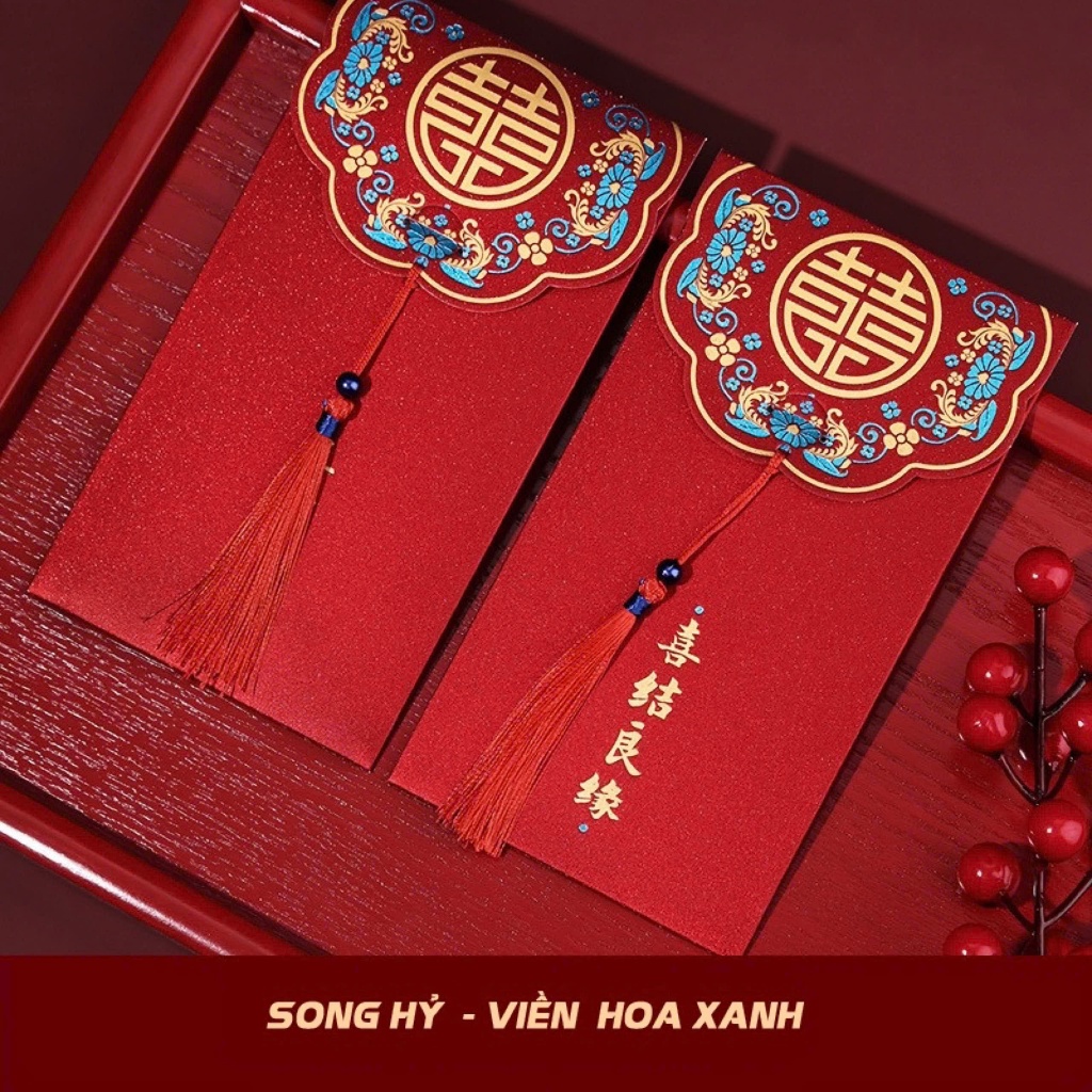 Bao lì xì đỏ trao duyên, lì xì đám cưới, ăn hỏi cao cấp- màu đỏ phong cách trung hoa