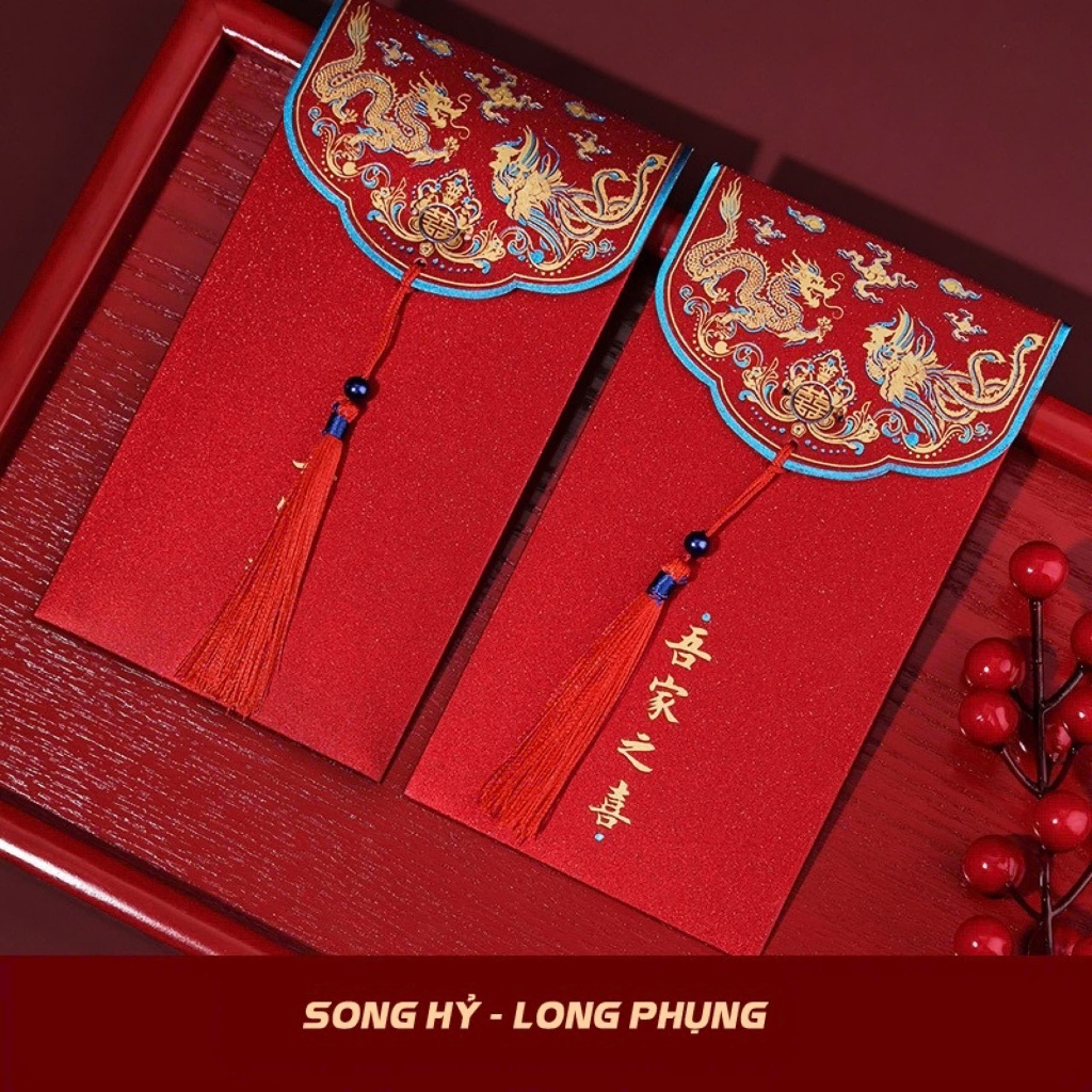 Bao lì xì đỏ trao duyên, lì xì đám cưới, ăn hỏi cao cấp- màu đỏ phong cách trung hoa