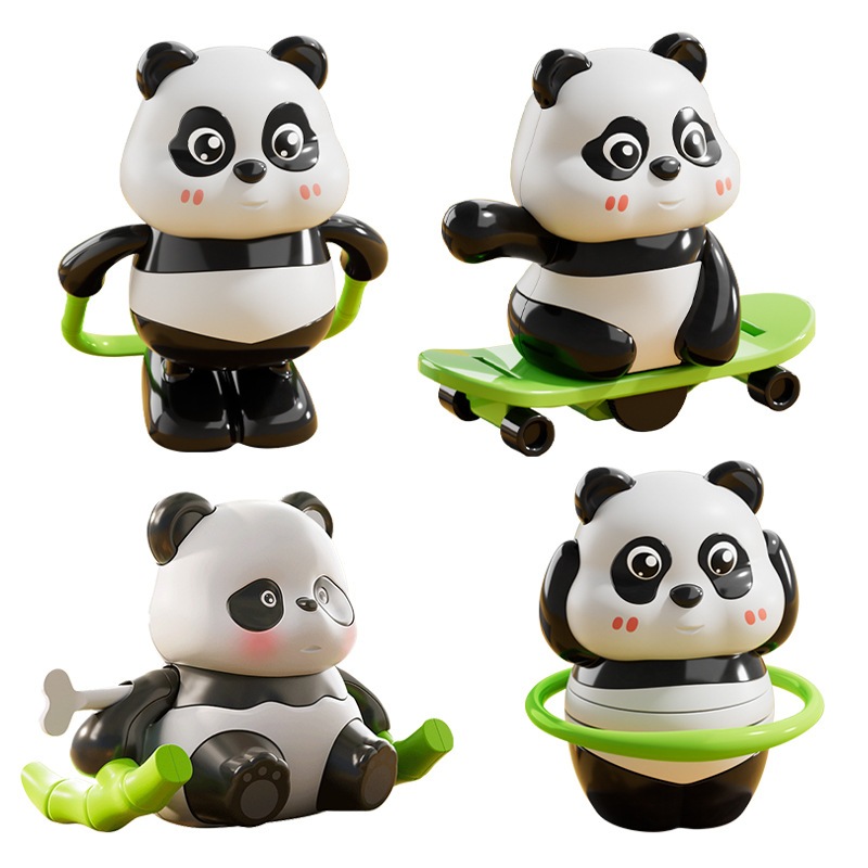 Xe trượt nhảy dây hình gấu trúc dễ thương và chân thực phổ biến có cơ chế lên dây cót