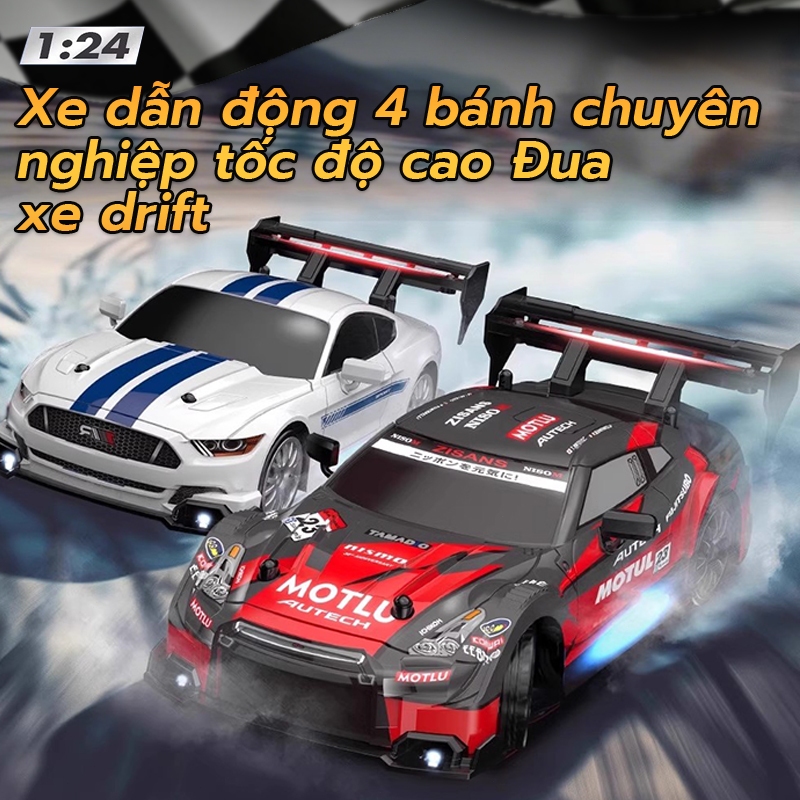 Xe điều khiển từ xa tốc độ cao 1:24, Xe đua GTR 4WD, Xe thể thao đồ chơi trẻ em, 2 cầu,pin sạc
