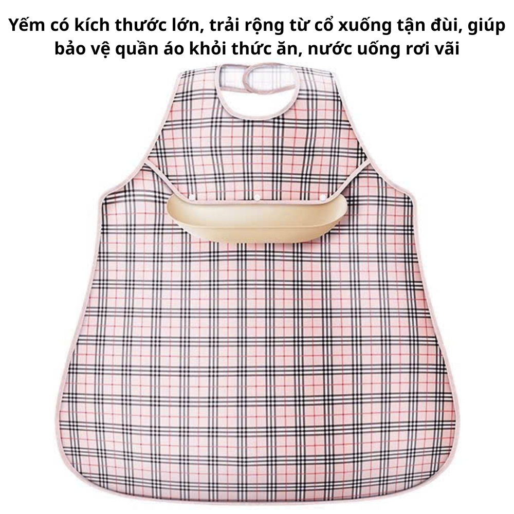Yếm Ăn Chống Thấm Có Máng Hứng Cho Người Lớn