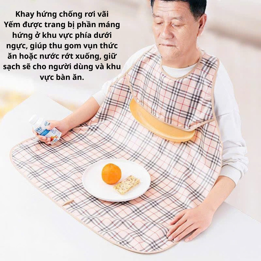 Yếm Ăn Chống Thấm Có Máng Hứng Cho Người Lớn