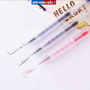 10 Bút Bi Bấm Mực Gel Vỏ Trong Suốt, Ngòi ST 0.5mm, Viết Êm Trơn Mực Ra Đều, Đủ 3 Màu Xanh/ Đen/ Đỏ Dùng Cho Học Sinh.