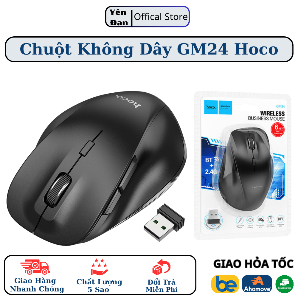 Chuột Không Dây GM24 Hoco | Thiết Kế Ergonomic, Độ Nhạy Cao, Kết Nối Ổn ...