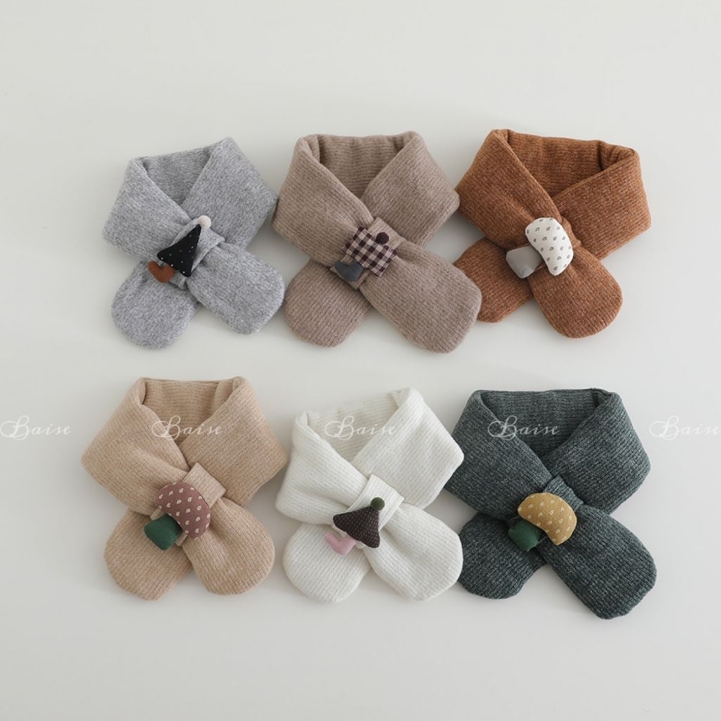 Set Khăn Quàng Cổ Kèm Găng Tay Lót Lông Cho Bé, Bộ Khăn Găng Tay Len Dệt Kim Giữ Ấm Mùa Đông Phong Cách Hàn Quốc