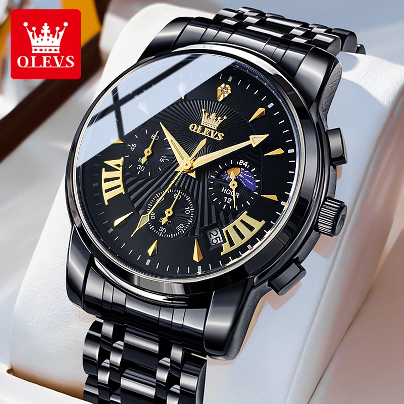 OLEVS Đồng hồ Nam Chính hãng dây đeo bằng thép không gỉ Lịch Chống nước Đa chức năng Quà 2892