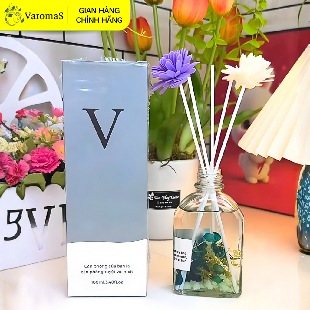 Lọ Khuếch Tán Tinh Dầu Thơm Phòng Varomas 100ML Nước Hoa Để Phòng Thiên Nhiên Phát Sáng Ban Đêm KT09
