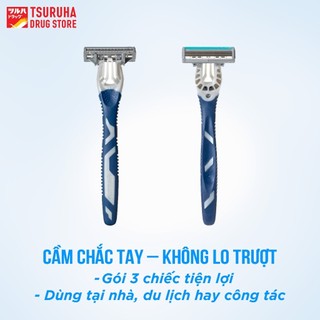 Set 3 Dao Cạo Râu 4 Lưỡi Cho Nam KURASHI RHYTHM Quattro 4 Titanium Lite
