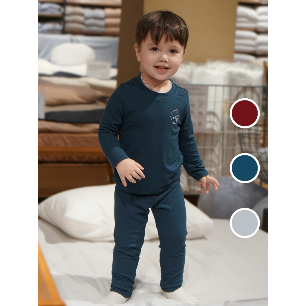 Bộ dài tay cho bé trai Lá Homewear A350, đồ dài mặc ngủ bé trai vải rayon mềm êm co giãn thấm hút