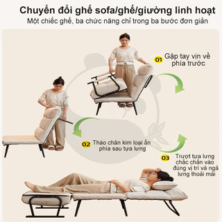 Sofa Giường Gấp Gọn Giải Pháp Nghỉ Trưa Thoải Mái Với Đệm Mút Cao Su Tháo Rời Tiết Kiệm Không Gian