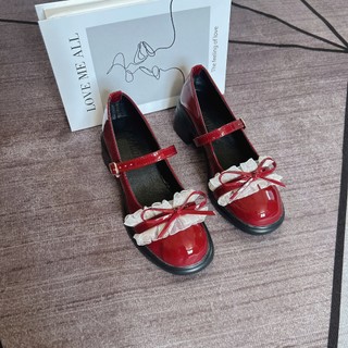 [FORM RỘNG LÙI 1 SZ] Giày Mary Jane Nữ Đế 5P Quai Ngang Đính Nơ Viền Ren Xinh Xắn Mã N611