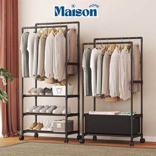 Giá Treo Quần Áo 3in1 Có Bánh Xe Tích Hợp Kệ Để Giày, Mũ MAISON Kệ Để Đồ Phòng Ngủ Phòng Trọ Dễ Lắp Ráp, Chịu Lực Tốt