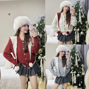 Áo Cardigan Len Dệt Kim Kèm Khăn Phù Thủy, Áo Len Chất Len Mềm Mịn Nhiều Màu Xinh Dễ Mix Đồ