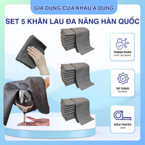 Set 5 Khăn Lau Kính Đa Năng, Khăn Lau Ma Thuật Hàn Quốc Vải Lau Siêu Sạch Lau Chén Bát Gốm Sứ