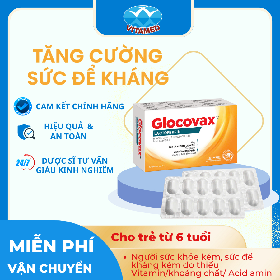 Glocovax - Hỗ Trợ Tăng Cường Sức Khoẻ Hộp 30 Viên