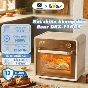 Nồi chiên không dầu, lò nướng Bear DKX-F18G5 dung tích LỚN 18L, đa năng, màn hình cảm ứng, 15 chế độ nấu cài sẵn