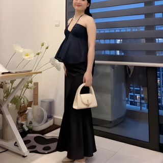 Chân Váy Lụa Bầu Dáng Dài Đuôi Cá Belles Lụa Tô Châu Cao Cấp Dày Mát Có Đáp Bụng Chun Điều Chỉnh Bigsize CV24
