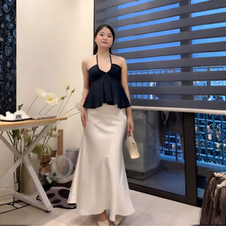 Chân Váy Lụa Bầu Dáng Dài Đuôi Cá Belles Lụa Tô Châu Cao Cấp Dày Mát Có Đáp Bụng Chun Điều Chỉnh Bigsize CV24