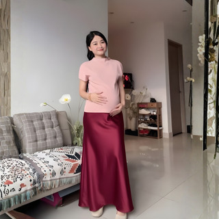 Chân Váy Lụa Bầu Dáng Dài Đuôi Cá Belles Lụa Tô Châu Cao Cấp Dày Mát Có Đáp Bụng Chun Điều Chỉnh Bigsize CV24