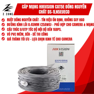 Dây cáp mạng Cat5e Hikvision DS-1LN5EUEC0 – Dây 8 Lõi Đồng – Chuyên Camera POE
