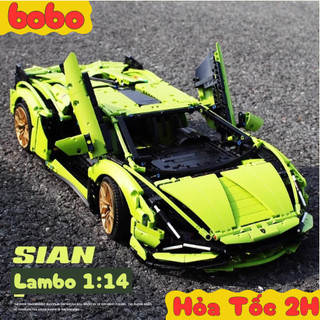 [Kèm Hộp] Mô hình lắp ráp siêu xe Lambo Xanh tỉ lệ 1:14, Đồ chơi ôtô điều khiển lắp ghép siêu xe quà sinh nhật BoboToys