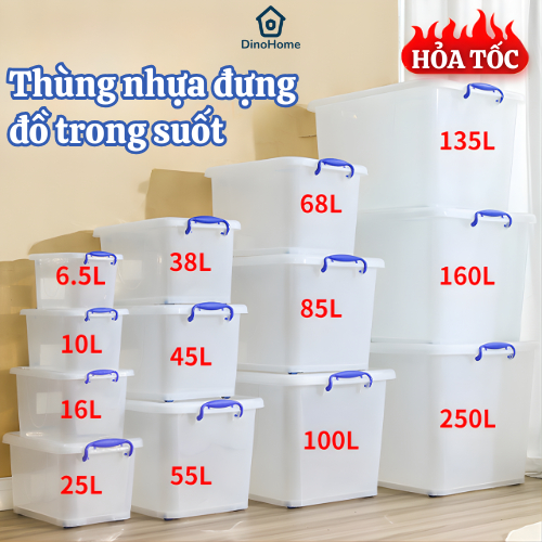 [ HOẢ TỐC] Thùng nhựa để đồ đa năng trong suốt 6,5L/10L/15L/20L