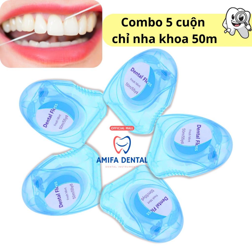 Chỉ Nha Khoa Cuộn 50m Hương Bạc Hà Giúp Loại Bỏ Mảng Bám, Chỉ Nha Khoa Đa Sợi Vệ Sinh Răng Miệng